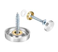 QUARKZMAN 12 Pcs Cache Vis Miroir en Acier Inoxydable, Capuchons Décoratifs de Vis de Miroir, Fixations de Vis de Miroir pour la Signalisation Publicitaire, Diamètre de 22mm, Argent