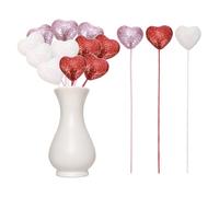 QUARKZMAN 12 Pcs Cœurs Pailletés En Forme De Pics Cœurs Gonflés En Mousse Pour Décorations Florales Brillantes Pour Valentine's Day Wedding Decor Vase Supplies (Red/Pink/White, 4cm x 22cm)