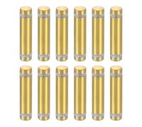 QUARKZMAN 12 Pcs Entretoise en Verre, 1/2" x 2" Vis Publicitaires à Double Tête en Acier Inoxydable, Supports Muraux, Matériel pour Support de Panneau en Verre Acrylique, Doré