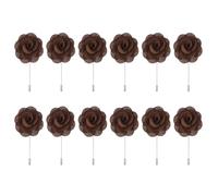 QUARKZMAN 12 Pcs Groom Boutonnieres Rose Boutonnieres Pins 3.5"x1.6" pour Hommes Mariage Cérémonie Anniversaire Dîner Formel Fête ornementationation Costume Marron