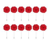 QUARKZMAN 12 Pcs Groom Boutonnieres Rose Boutonnieres Pins 3.5"x1.6" pour Hommes Mariage Cérémonie Anniversaire Dîner Formel Fête ornementationation Costume Rouge
