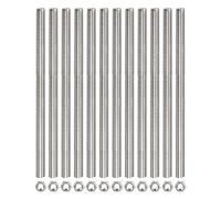 QUARKZMAN 12 Pcs M8 x 200mm Entièrement Fileté Tige avec 12 Pcs Hex Écrous, 1,25 mm Filetage Pas 304 Inox Acier Droite Main Fileté Tiges Barre Goujons