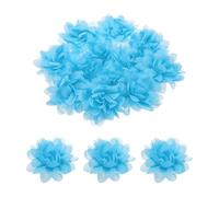 QUARKZMAN 12 Pcs Mousseline Soie Fleurs 3 Pouce Ciel Bleu Artificiel Artisanat Fausses Fleurs Bricolage Tissu Fleurs Tête pour Artisanat Vêtements, Remise des diplômes Bandeaux Fleur