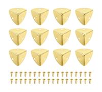 QUARKZMAN 12 Pcs Protège-Angles en Métal, 23mm Couvre-Bords Décoratifs pour Boîtes, Protège-Coins pour Meubles avec Vis De Fixation, Or Clair