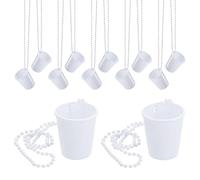 QUARKZMAN 12 Pcs Verres À Shot Colliers, 2 oz Tasses À Shot Sur Collier Perlé, Tasses En Plastique Chaine Perles Pour Accessoires De Fête Anniversaire Mariage Festival, White