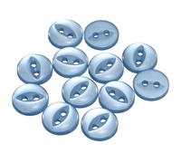 QUARKZMAN 12 Pièces Boutons Ronds en Résine, 11.5mm Diamètre Boutons Mercerie à 2 Trous Œil de Poisson pour Remplacement Vêtements DIY Artisanat Décoration Loisirs Créatifs, Bleu Clair