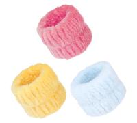 QUARKZMAN 12 pièces Bracelets de Lavage du Visage Jaune/Bleu/Rouge | Microfibre, Bandes de poignet absorbantes anti-coulure bras, spa, femmes. Bleu ciel, Rouge pastèque.
