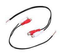 QUARKZMAN 12 Pouces Plat Rouge/Blanc RCA 2-Femelle Connecteur Jack Adaptateur à Fil Nu Extrémité Ouverte Câble Audio Vidéo RCA pour Amplificateur Fil Haut-Parleur Pack de 2