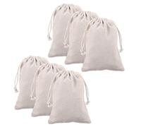 QUARKZMAN 12 Sacs de Rangement en Coton 5,1" x 7,1" Sacs en Toile à Cordon réutilisables en Mousseline de Coton avec Cordon de Serrage pour Fruits, oignons, vêtements, achats,Beige