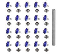 QUARKZMAN 120 Pièces Rivets Cristal 10mm Métal Argent Bleu Foncé