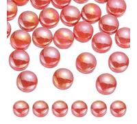 QUARKZMAN 12mm Carreaux De Mosaique En Verre, 300g Morceaux De Verre Ronds Iridescents Recycles En Vrac Pour Vases Pots De Fleurs Decoration D'aquarium Jardint DIY, Orange Rouge Iridescent