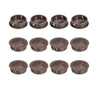 QUARKZMAN 12Pcs 35mm/1.38" Grilles d'Aération Circulaires pour Soffite, Couvercle de Ventilation en Plastique, Persienne à Trous en Maille Ronde pour Salle de Bain, Couleur Brun Foncé