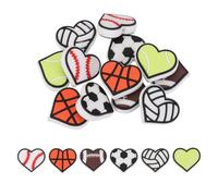 QUARKZMAN 12Pcs 6 Styles Perles En Silicone En Forme De Coeur Avec Motif du sport 29mm Perles Libres En Silicone Avec Trou De 3mm Pour Fabrication De Porte-Cles Bracelet Collier Multicolore