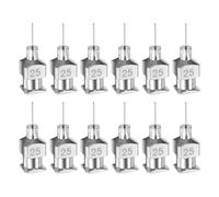 QUARKZMAN 12Pcs Aiguilles de Distribution en Acier Inoxydable de Calibre 25, 1/4" Tube d'Aiguille de Colle Entièrement Métallique, Embouts Émoussés Luer Lock, Utilisation en Laboratoire