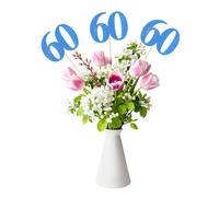 QUARKZMAN 12Pcs Bâtons De Centre De Table Pour 60ème Anniversaire, Piques À Cupcakes Pailletées, Toppers À Gâteau Numérotés Pour Anniversaire, Décoration D'anniversaire, Bleu