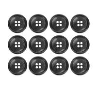 QUARKZMAN 12pcs Bouton De Couture En Résine, 28mm 1 1/8-Inch 4 Trous Boutons Ronds Pour Manteau, Costume Homme, Vêtement, Noir