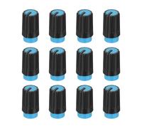 QUARKZMAN 12Pcs Bouton Potentiomètre 6mm Axe Fleur de Prunier 10x17mm | Noir Bleu. Capuchon Plastique Contrôle Électronique. Bouton Rotatif pour Enceinte Pédale Effet Amplificateur Volume