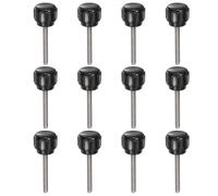QUARKZMAN 12Pcs Boutons de Serrage Cannelés M3 x 25mm Métrique en Acier Inoxydable 304 Vis à Pouce Mâle à Tête de Pouce Sur Type 14mm Boulon à Main Fileté en Plastique Noir