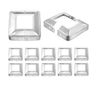 QUARKZMAN 12Pcs Cache-Base De Poteau, 3.75"x3.75" (Taille Interne 1.75"x1.75") Jupe De Poteau Metallique Style Divise, Enveloppe De Colonne Pour Porche Poteau Cloture Deck, Argent