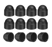 QUARKZMAN 12Pcs Cache-Écrous Hexagonaux, M5x8x10mm Capuchons de Protection en Plastique pour Écrous Hexagonaux pour Meubles d'Intérieur et d'Extérieur Boulons Automobiles Décoration, Noir