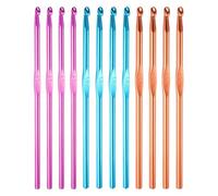 QUARKZMAN 12Pcs Crochet En Aluminium 4.5mm 5mm 5.5mm Taille US 7 8 9 Aiguilles À Tricoter Pour DIY Artisanat Fil Violet Bleu Orange