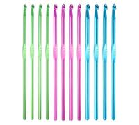 QUARKZMAN 12Pcs Crochet En Aluminium 4mm 4.5mm 5mm Taille US 6 7 8 Aiguilles À Tricoter Pour DIY Artisanat Fil Vert Violet Bleu