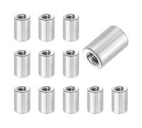 QUARKZMAN 12Pcs Écrous D'Accouplement Ronds M5x0.8x15mm, Connecteur En Acier Inoxydable Fixations Écrous Quincaillerie 10mm OD Pour Tige Filetée, Argent