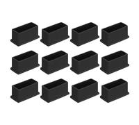 QUARKZMAN 12Pcs Embouts de Pieds de Chaise Carrés en PVC, 50mm x 20mm OD, Noirs, Protections de Sol pour Pieds de Meubles de Table, Capuchons de Couverture
