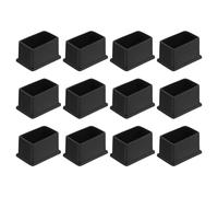 QUARKZMAN 12Pcs Embouts de Pieds de Chaise Carrés en PVC, 50mm x 30mm OD, Noirs, Protections de Sol pour Pieds de Meubles de Table, Capuchons de Couverture