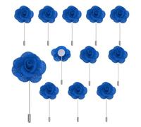 QUARKZMAN 12Pcs Épinglette Boutonnière Camélia Bleu Broches de Boutonnières de Poche pour Cérémonie de Mariage Anniversaire Bal de Promo Dîner Formel Fête Décoration de Costume