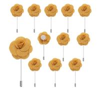 QUARKZMAN 12Pcs Épinglette Boutonnière Camélia Champagne Or Accessoire Boutonniere Corsage Broches Boutonnières pour Cérémonie de Mariage Anniversaire Bal de Promo Dîner Formel