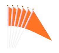 QUARKZMAN 12Pcs Fanions Orange-Rouge, 8.3 x 5.5 Pouces Drapeaux Unis Sur Baton En Plastique Pour DIY Graffiti Anniversaire Carnaval Fete Celebration Sport Ouverture Grand Party