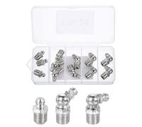 QUARKZMAN 12Pcs Graisseur Droit Et Angulaire en Acier Nickelé 1/8"-28 Filetage Droit 90 Degrés 45 Degrés Accessoires de Graissage Hydraulique