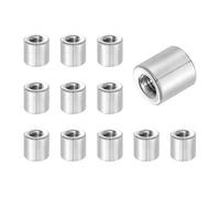 QUARKZMAN 12Pcs M5x0.8x8mm Ecrous Ronds D'Accouplement, Connecteur En Acier Inoxydable Fixations Ecrous Quincaillerie 10mm OD Pour Tige Filetée, Argent