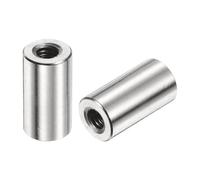 QUARKZMAN 12pcs Manchon Fileté Rond M4 en Acier Inoxydable 304, Écrous Ronds d'Accouplement Connecteurs et Mécaniques Longueur 15mm, Manchon Tige Barre Écrou à Tige pour Support, M4x15x8mm