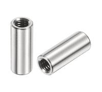 QUARKZMAN 12pcs Manchon Fileté Rond M4 en Acier Inoxydable 304, Écrous Ronds d'Accouplement Connecteurs et Mécaniques Longueur 15mm, Manchon Tige Barre Écrou à Tige pour Support, M4x15x6mm