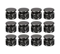 QUARKZMAN 12pcs Métal Cordon Serrures, 3mm Double Trou Ressort Obturateur Fermeture Curseur Bascules Fin pour Cordons Sacoches Sac Dos Vêtements Lanière, Noir