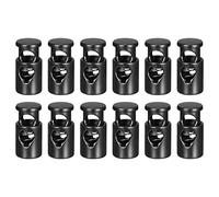 QUARKZMAN 12pcs Métal Cordon Serrures, 5mm Simple Trou Ressort Obturateur Fermeture Curseur Bascules Fin pour Cordons Sacs Dos Vêtements Lanière, Noir