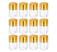 QUARKZMAN 12Pcs Petits Flacons En Verre, 5ml Petits Pots En Verre Flacons Transparents Avec Bouchons En Aluminium Doré Pour DIY Artisanat Cadeaux De Mariage Décorations De Fête Stockage De