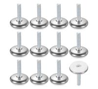 QUARKZMAN 12Pcs Pieds De Meuble Réglables Filetés M6, 28x25mm Pieds De Table Réglables, Glissières De Meuble pour Pieds De Chaise Et Tabouret, Blanc