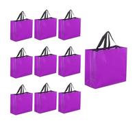 QUARKZMAN 12Pcs Sacs Cadeaux Réutilisables Avec Poignées, Finition Brillante Sacs Shopping Non Tissés Pliables Grands Pour Cadeaux Mariage Fête Épicerie, 10.6 x 13 Inch Purple