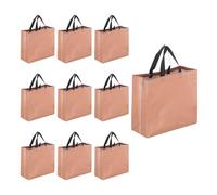 QUARKZMAN 12Pcs Sacs Cadeaux Réutilisables Avec Poignées, Finition Brillante Sacs Shopping Non Tissés Pliables Grands Pour Mariage Fêtes Cadeaux Épicerie, 10.6 x 13 Inch Or Rose