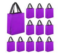 QUARKZMAN 12Pcs Sacs Cadeaux Réutilisables, Sac de Courses Brillant Violet avec Poignées pour Fêtes d'Anniversaire, Mariage, Noël - 7,9"x10,2"x3,9"