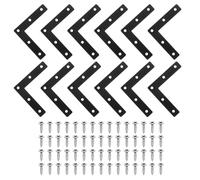 QUARKZMAN 12Pcs Support En L Plat, 3.15" x 3.15" Support D'Angle Métallique Plat Équerre De Renfort Plaque De Réparation Avec Vis Pour Fixation Et Assemblage De Meubles En Bois, Noir