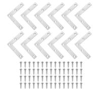 QUARKZMAN 12Pcs Support En L Plat, 3.15" x 3.15" Support D'Angle Plat En Métal Équerre De Renfort Plaque De Réparation Avec Vis Pour Fixation Et Assemblage De Meubles En Bois, Argent