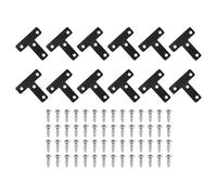 QUARKZMAN 12Pcs Support Plat En T, 1.97" x 1.97" Support Plat Metallique A Angle Droit Plaque De Renfort Avec Vis Pour Fixation Et Assemblage De Meubles En Bois, Noir