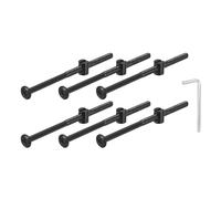 QUARKZMAN 12Pcs Vis à Tête Hexagonale Avec Écrous à Barillet, M6 x 110mm Écrous de Baril de Boulon de Lit de Meubles de Douille Avec la Clé pour des Lits de Chaises, Noir