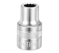 QUARKZMAN 12Points Socket 1/2" Drive 9mm Metric Shallow | Socket 1.5" Long CR-V Steel