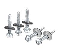 QUARKZMAN #12x1-1/4" Vis Autoforeuses Avec Joint En Caoutchouc, 50Pcs Finition Zincée Tête Hexagonale Vis Auto-Taraudeuses Avec Joint EPDM Pour Métal