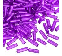 QUARKZMAN 1300Pcs Perles de Bugle Perles de Rocaille en Verre Tube, 6x1.7mm Mini Perles d'Espacement en Verre en Vrac pour Boucles d'Oreilles, Colliers, Bracelets (Violet Profond)
